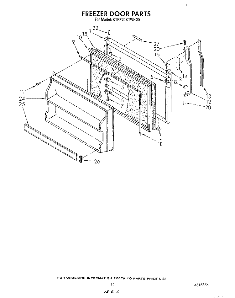 FREEZER DOOR Diagram and Parts List for KTRF22KTPL00  Whirlpool Refrigerator