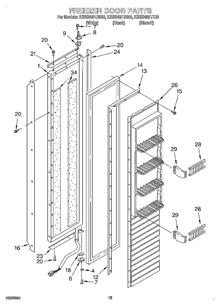 FREEZER DOOR Diagram and Parts List for KSSS48FJT00  KitchenAid Refrigerator
