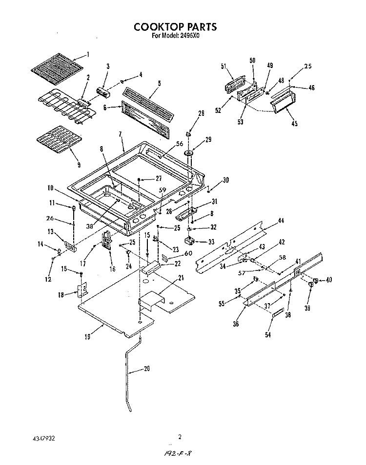 COOK TOP Diagram and Parts List for 2496^0A  Whirlpool Range
