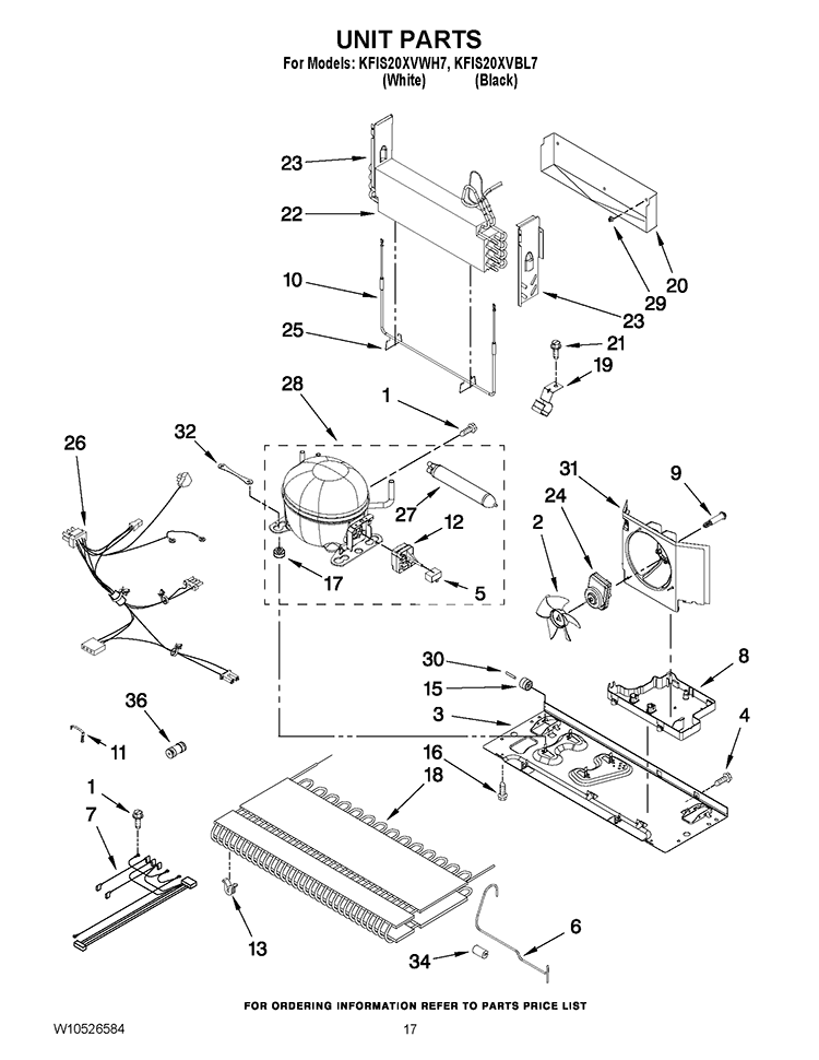 UNIT PARTS Diagram and Parts List for KFIS20XVBL7  KitchenAid Refrigerator