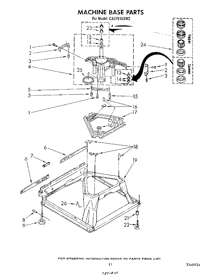 MACHINE BASE Diagram and Parts List for CA2751XSW2  Whirlpool Washer