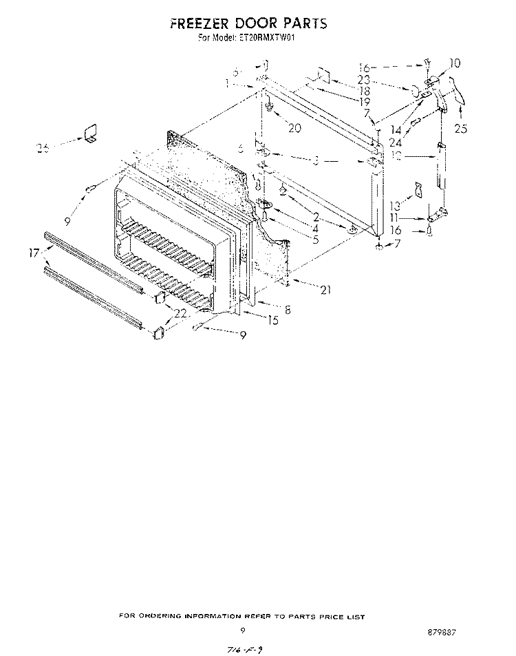 FREEZER DOOR Diagram and Parts List for ET20RMXTF01  Whirlpool Refrigerator