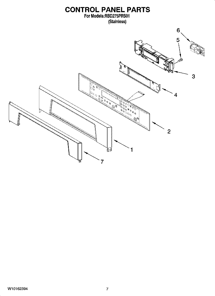 CONTROL PANEL PARTS Diagram and Parts List for RBD275PRS01  Whirlpool Wall Oven