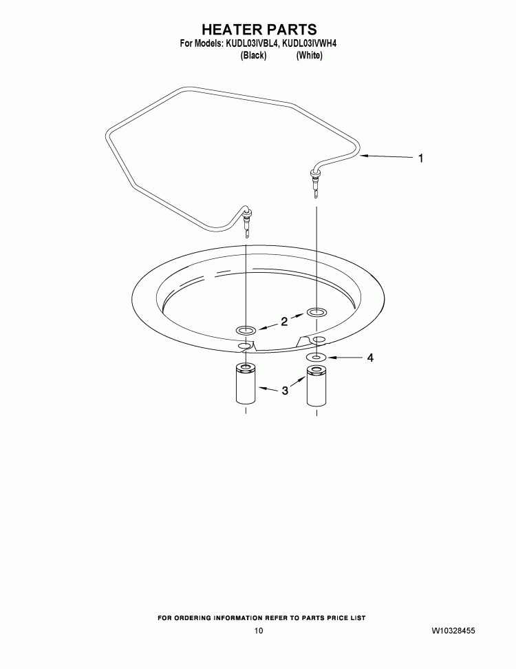 HEATER PARTS Diagram and Parts List for KUDL03IVWH4  KitchenAid Dishwasher
