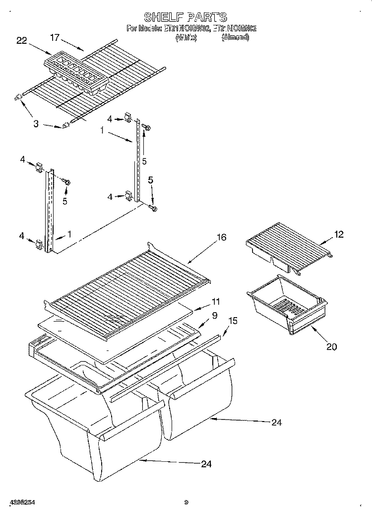 SHELF, OPTIONAL Diagram and Parts List for ET21NKXGN02  Whirlpool Refrigerator