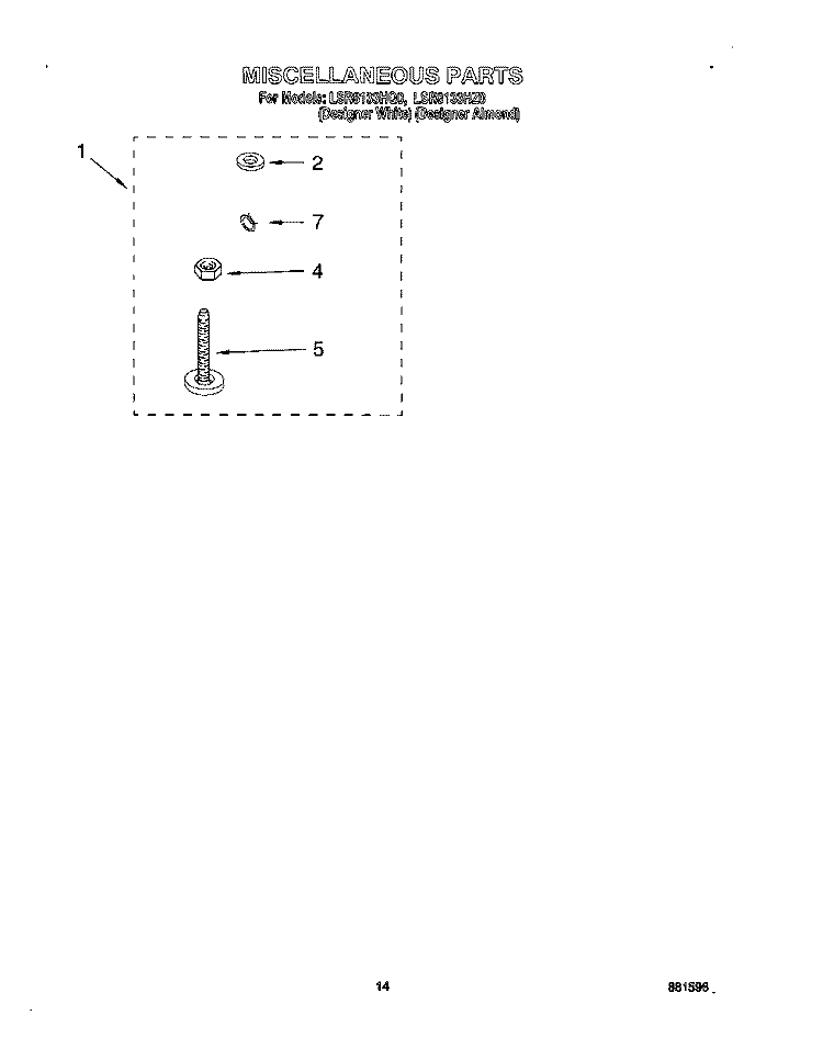 MISCELLANEOUS, OPTIONAL Diagram and Parts List for LSR8133HZ0  Whirlpool Washer