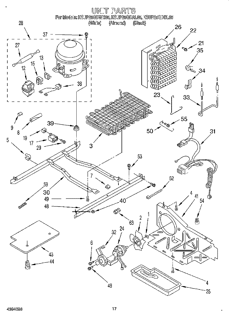 UNIT Diagram and Parts List for KSUP25QDAL05  KitchenAid Refrigerator
