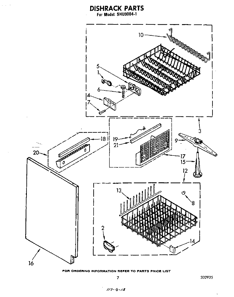 DISKRACK Diagram and Parts List for SHU90041  Whirlpool Dishwasher