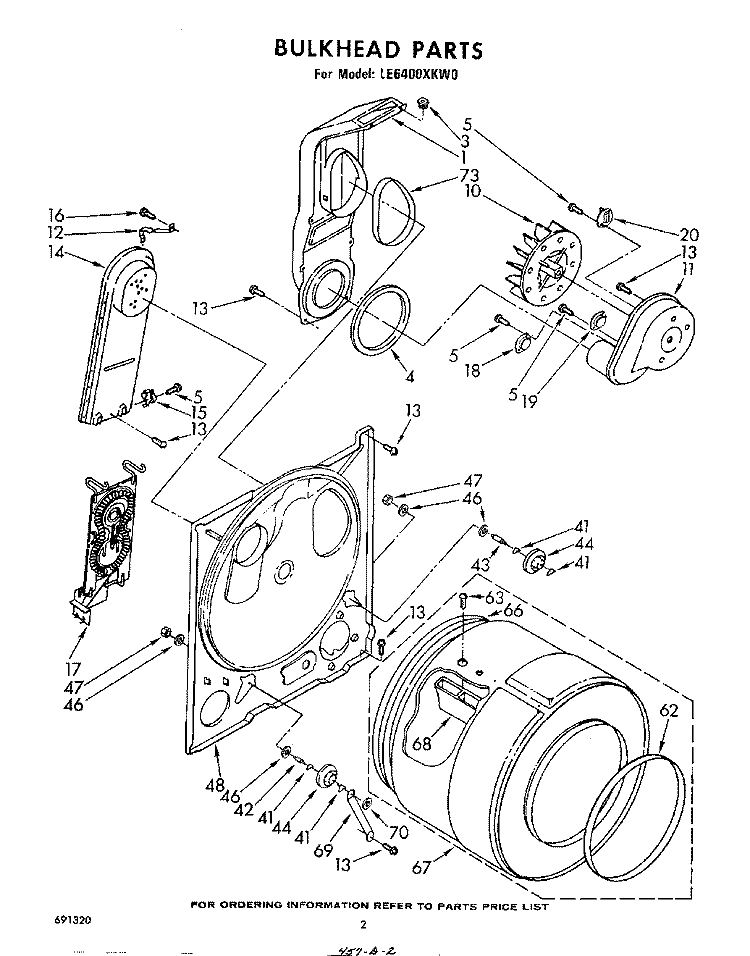 SECTION Diagram and Parts List for LE6400XKW0  Whirlpool Dryer