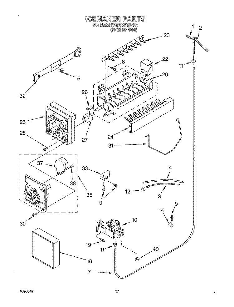 ICE MAKER Diagram and Parts List for KSRS22FGSS11  KitchenAid Refrigerator