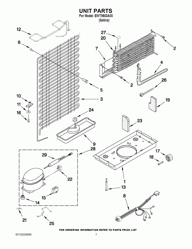 UNIT PARTS Diagram and Parts List for EWT8503A00  Whirlpool Refrigerator