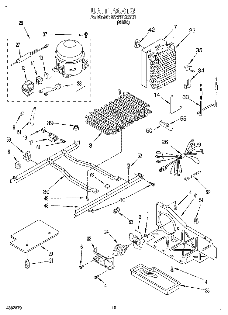 UNIT Diagram and Parts List for 3XART722F00  Whirlpool Refrigerator