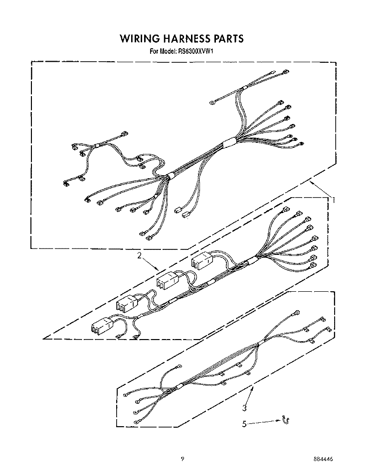 WIRING HARNESS Diagram and Parts List for RS6300XVN1  Whirlpool Range