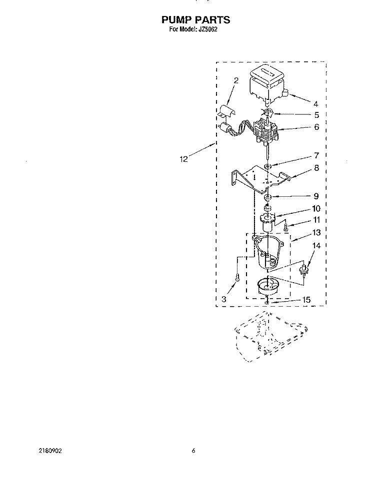 PUMP Diagram and Parts List for JZ5062  Whirlpool Ice Maker