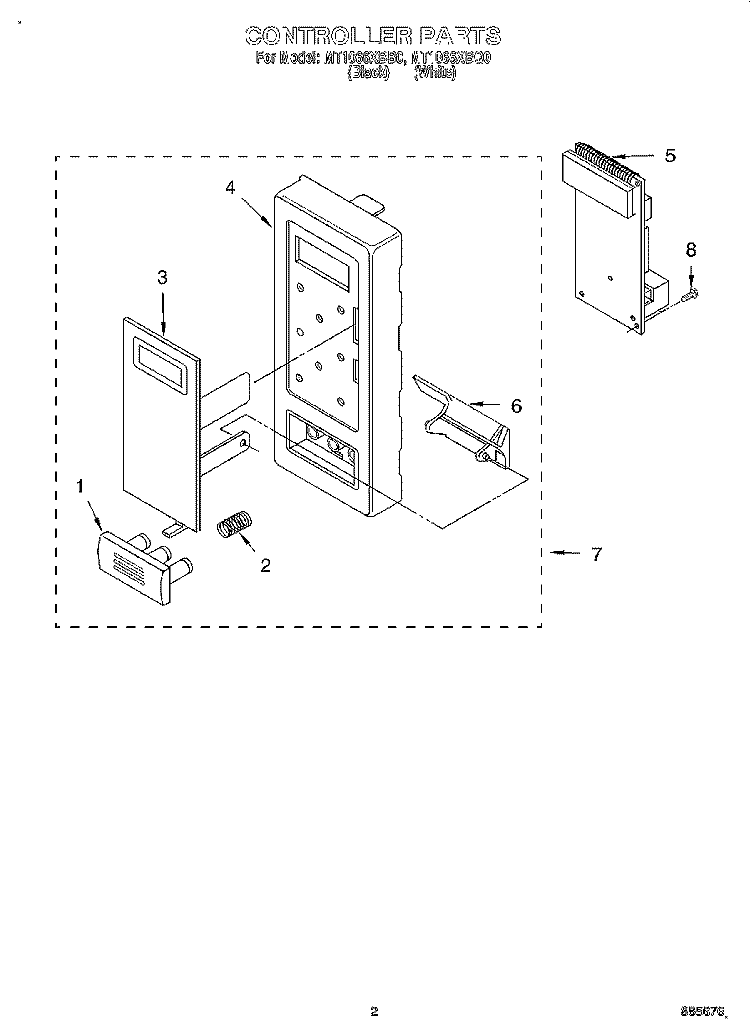 CONTROLLER Diagram and Parts List for MT1066XBB0  Whirlpool Microwave