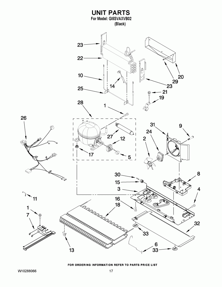 UNIT PARTS Diagram and Parts List for GI5SVAXVB02  Whirlpool Refrigerator