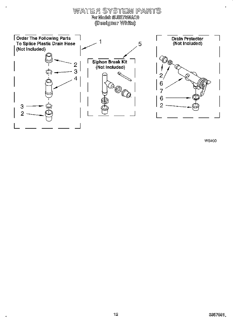 WATER SYSTEM Diagram and Parts List for 6LBR7255AN0  Whirlpool Washer