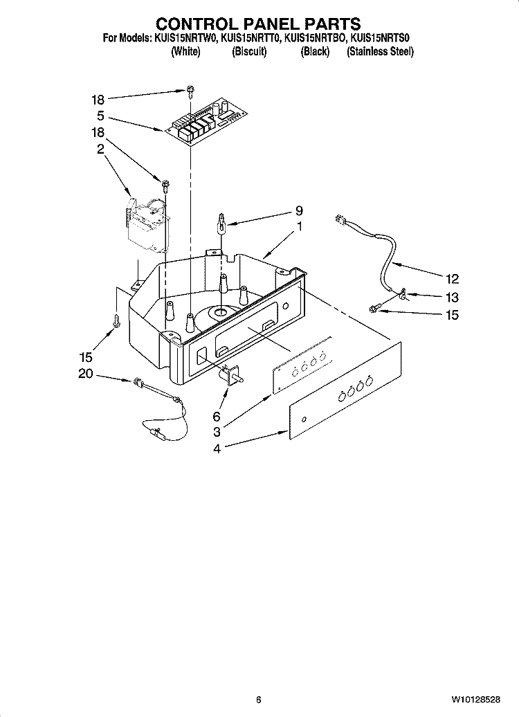 CONTROL PANEL PARTS Diagram and Parts List for KUIS15NRTBO  KitchenAid Ice Maker