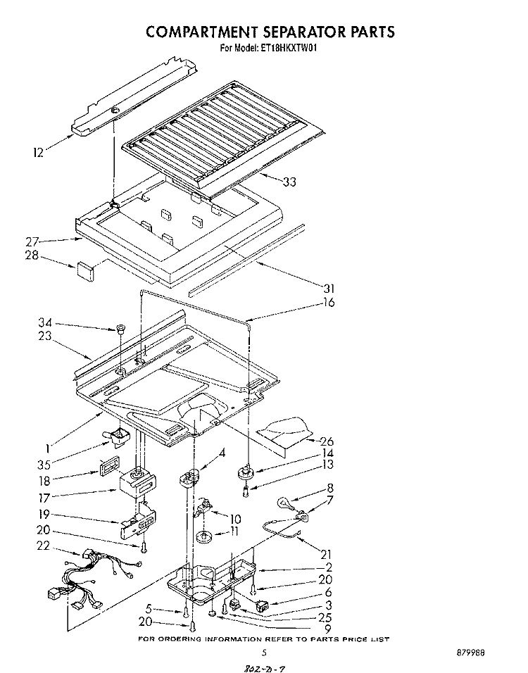 COMPARTMENT SEPARATOR Diagram and Parts List for ET18HKXTF01  Whirlpool Refrigerator