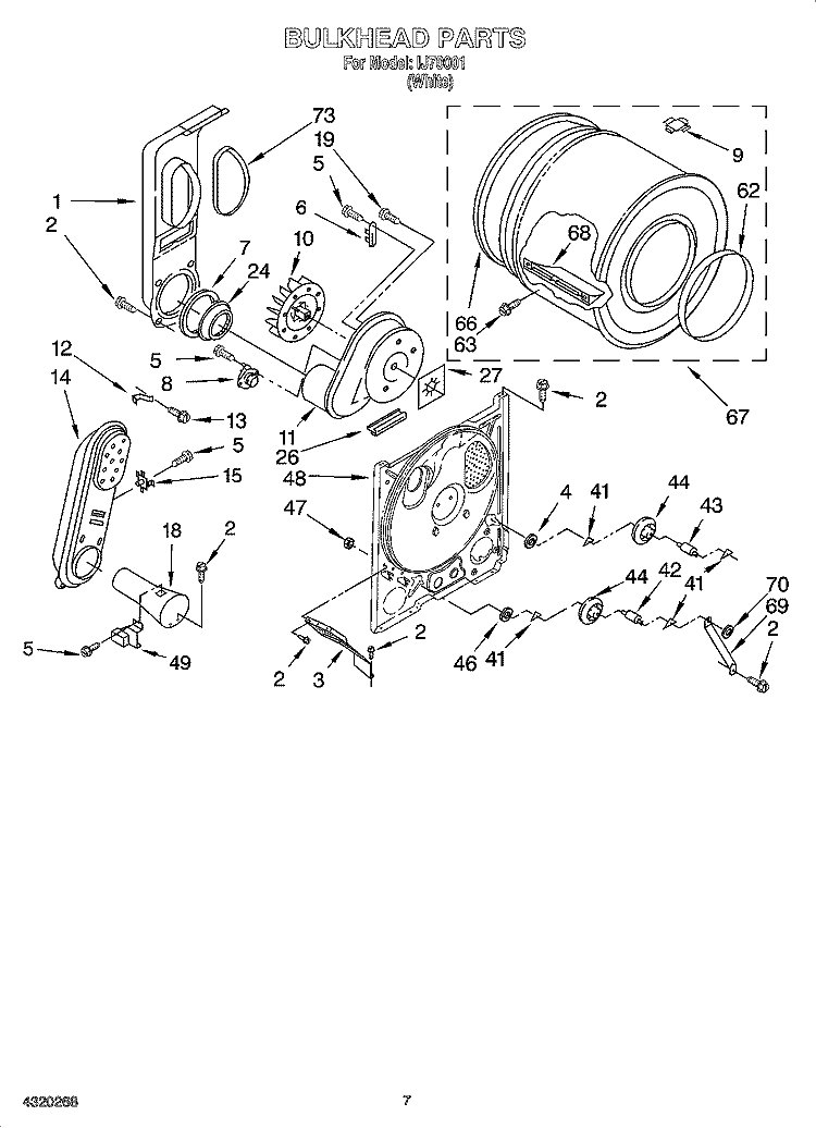 BULKHEAD PARTS, OPTIONAL PARTS (NOT INCLUDED) Diagram and Parts List for IJ70001  Inglis Dryer