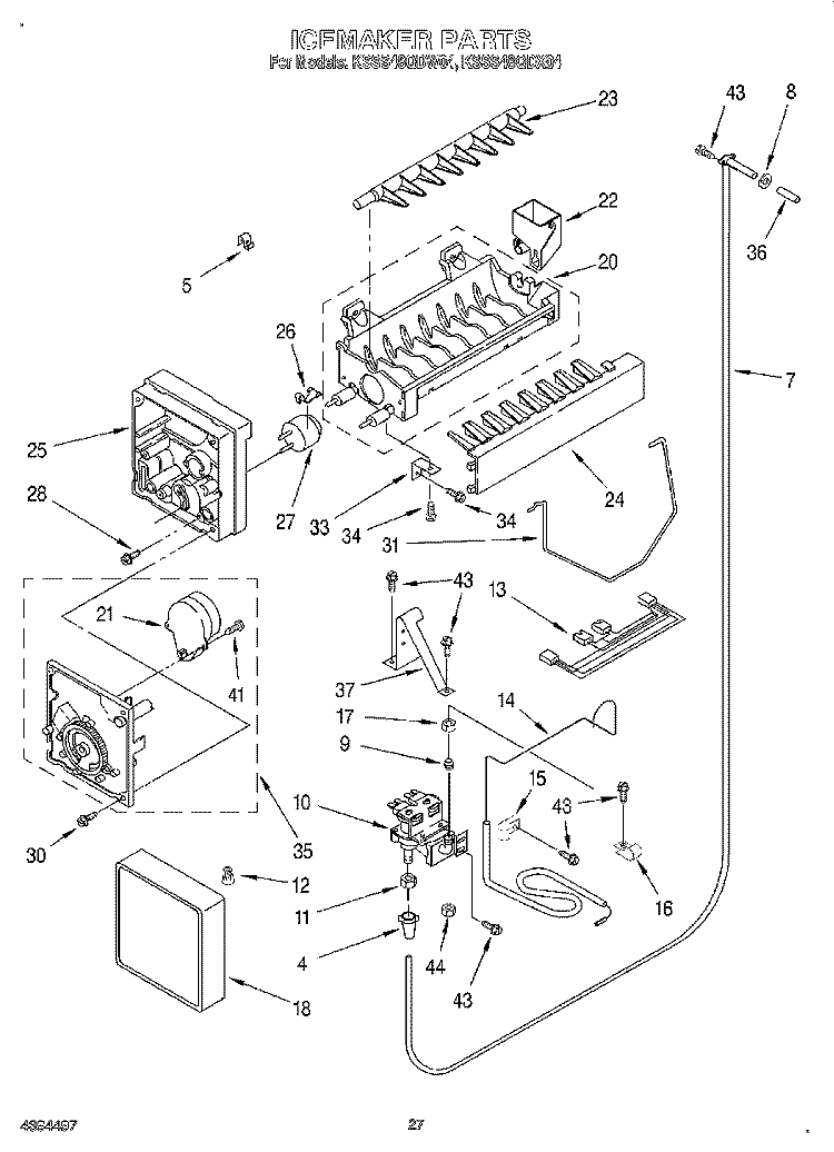 ICEMAKER, LIT/OPTIONAL Diagram and Parts List for KSSS48QDX04  KitchenAid Refrigerator
