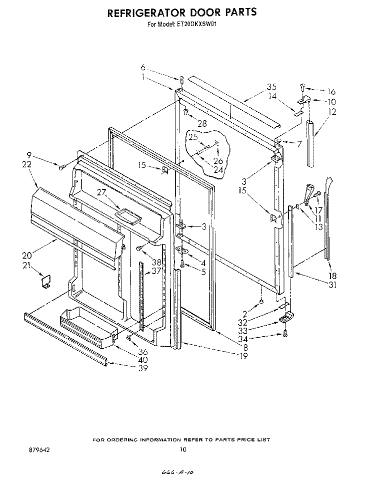 REFRIGERATOR DOOR Diagram and Parts List for ET20DKXSW01  Whirlpool Refrigerator