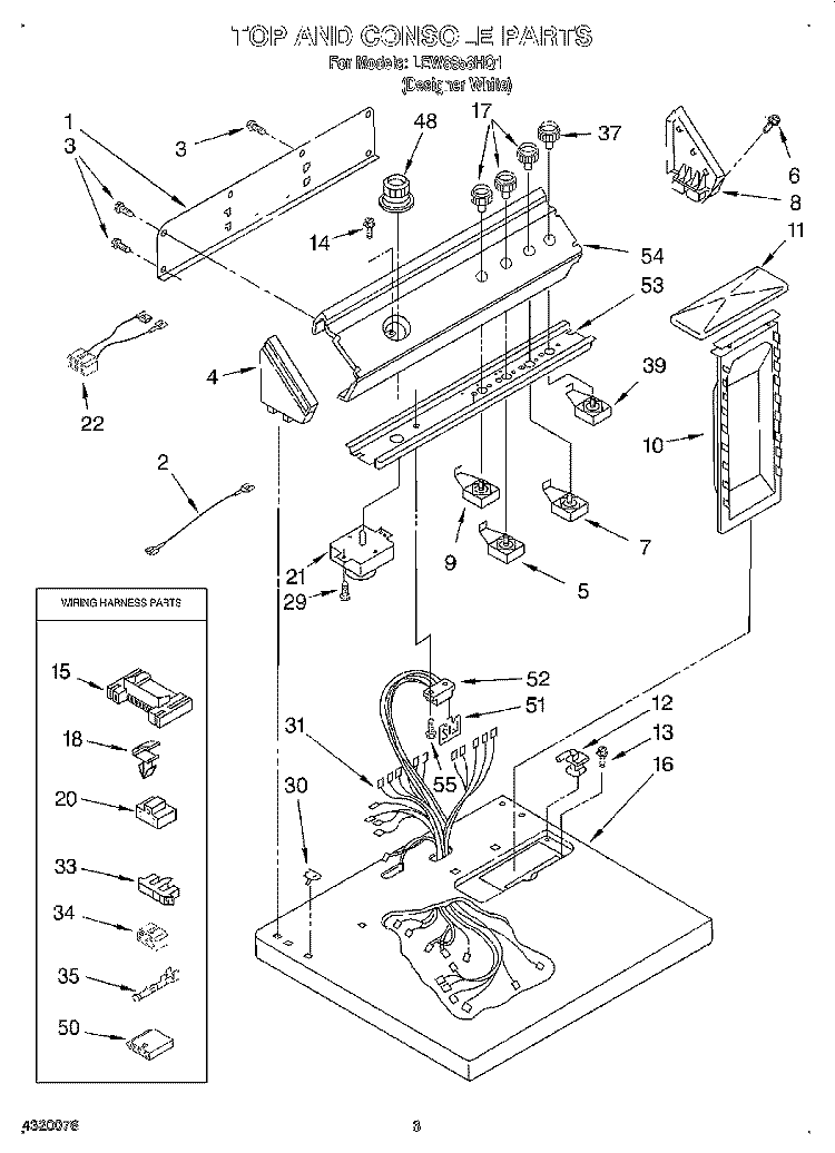 SECTION Diagram and Parts List for LEW8858HQ1  Whirlpool Dryer
