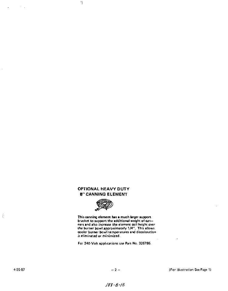 CANNING ELEMENT Diagram and Parts List for C3257W0  Roper Range
