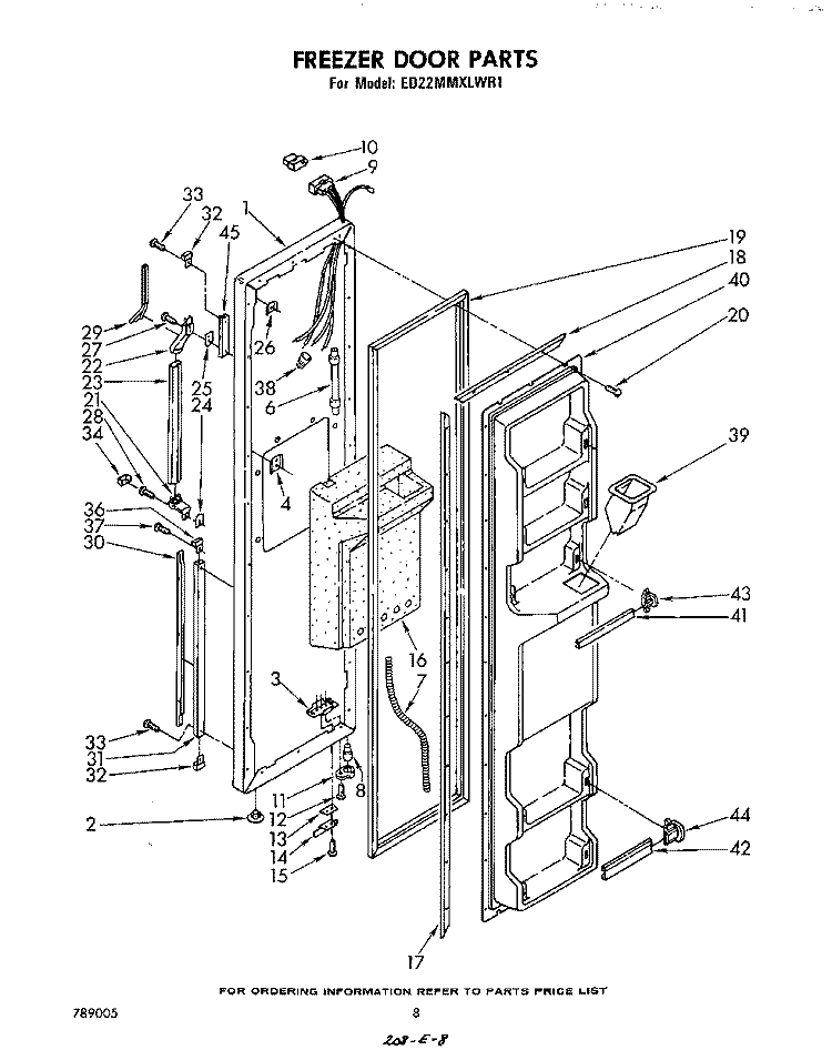 FREEZER DOOR Diagram and Parts List for ED22MMXLWR1  Whirlpool Refrigerator