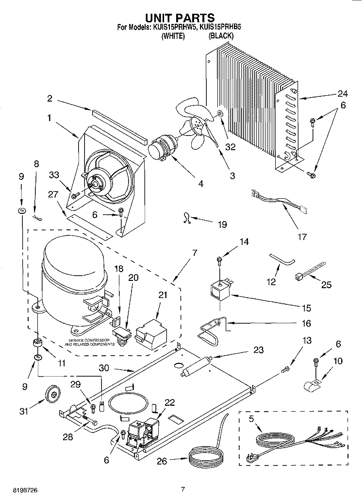 UNIT PARTS Diagram and Parts List for KUIS15PRHB5  KitchenAid Ice Maker