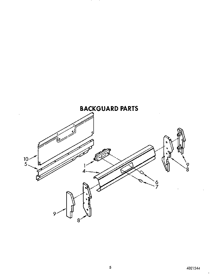 BACKGUARD Diagram and Parts List for FGP335VL1  Roper Range
