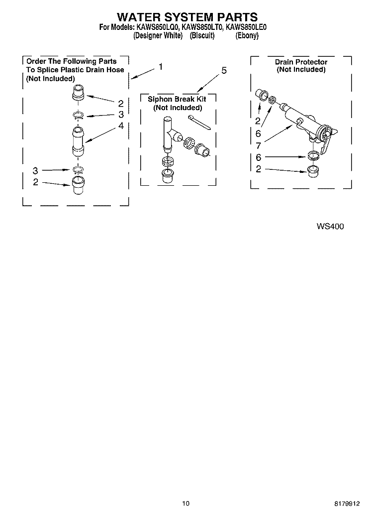 WATER SYSTEM Diagram and Parts List for KAWS850LE0  KitchenAid Washer