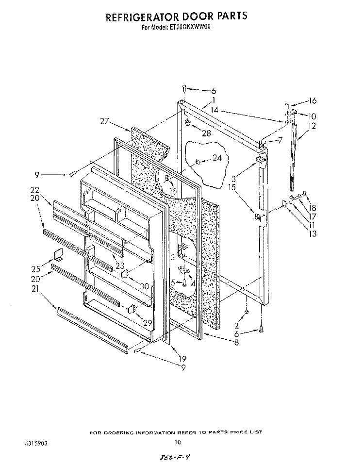 REFRIGERATOR DOOR , LIT/OPTIONAL Diagram and Parts List for ET20GKXWN00  Whirlpool Refrigerator