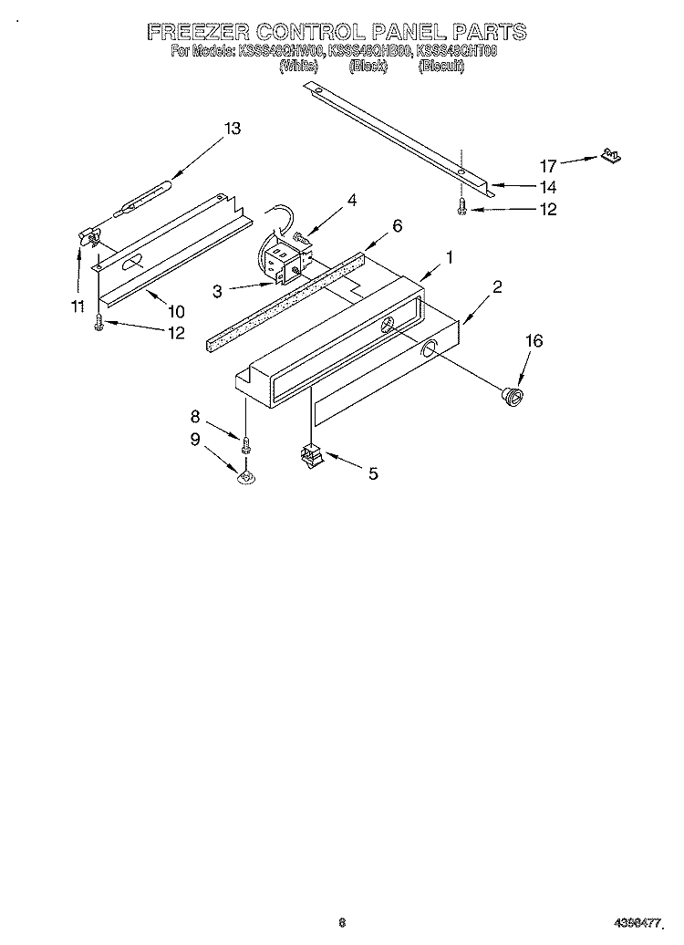 FREEZER CONTROL PANEL Diagram and Parts List for KSSS48QHT00  KitchenAid Refrigerator