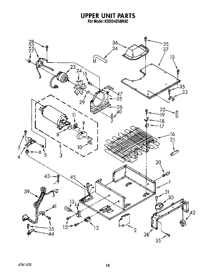 UPPER UNIT Diagram and Parts List for KSSS48DAW00  KitchenAid Refrigerator