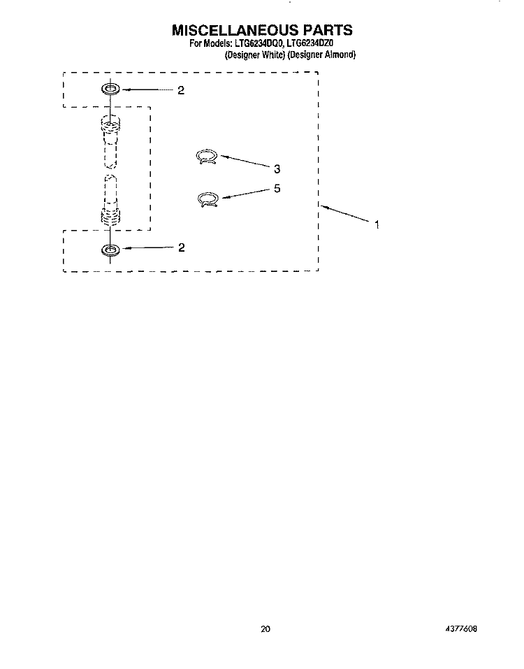 MISCELLANEOUS, LIT/OPTIONAL Diagram and Parts List for LTG6234DQ0  Whirlpool Washer Dryer Combo