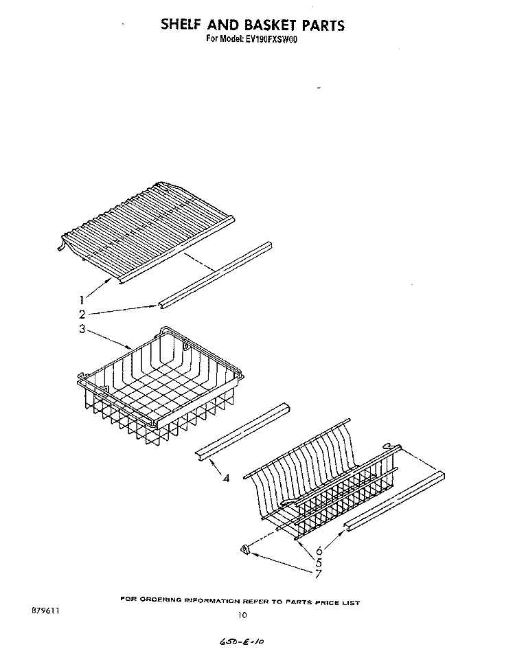 SHELF AND BASKET Diagram and Parts List for EV190FXSW00  Whirlpool Freezer