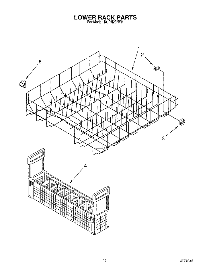 LOWER RACK Diagram and Parts List for KUDH23HY0  KitchenAid Dishwasher