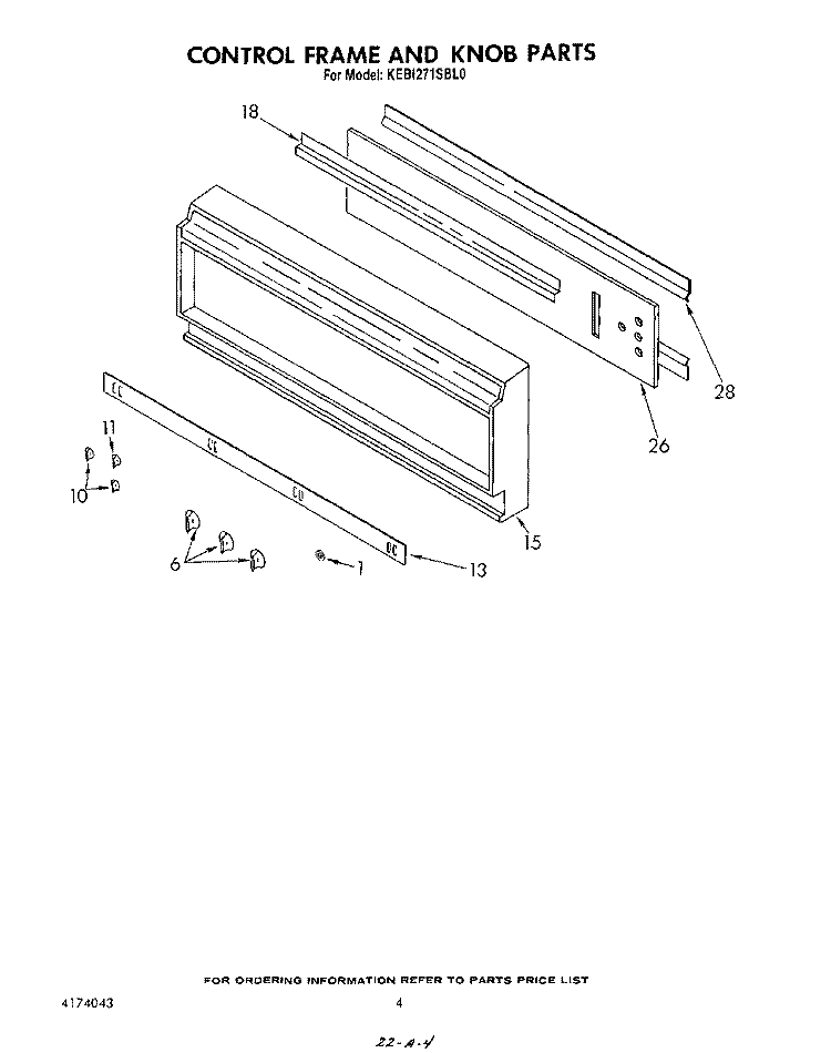CONTROL FRAME AND KNOB Diagram and Parts List for KEBI271SBL0  KitchenAid Wall Oven