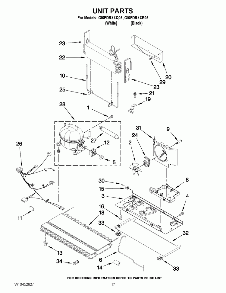 UNIT PARTS Diagram and Parts List for GI6FDRXXB05  Whirlpool Refrigerator