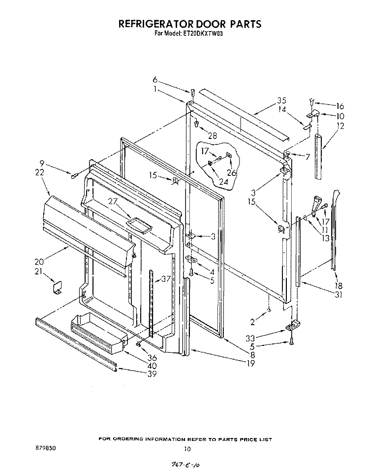 REFRIGERATOR DOOR Diagram and Parts List for ET20DKXTM03  Whirlpool Refrigerator