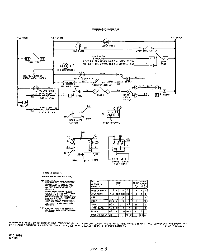 WIRING DIAGRAM Diagram and Parts List for 2456X0A  Roper Range
