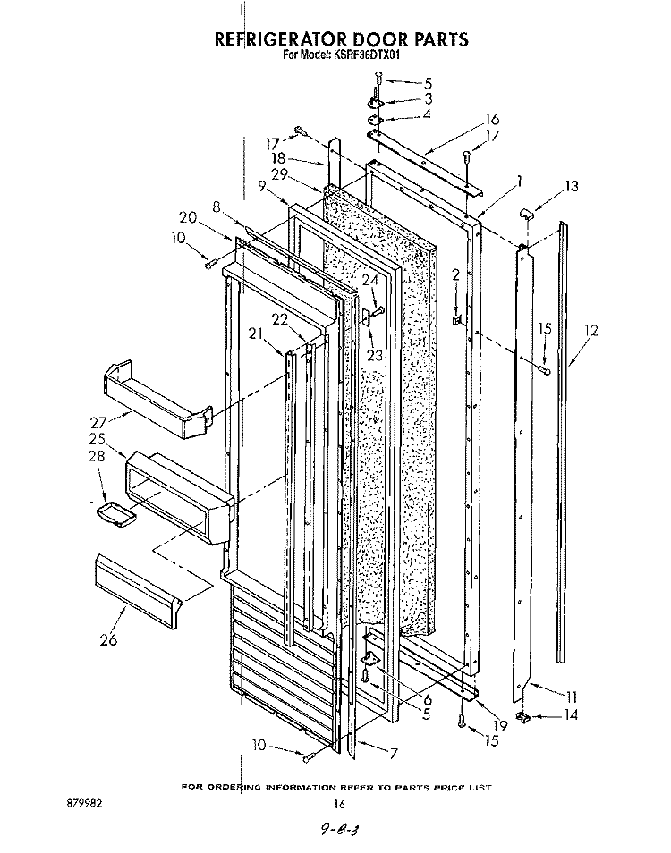 REFRIGERATOR DOOR , LIT/OPTIONAL Diagram and Parts List for KSRF36DTX01  KitchenAid Refrigerator