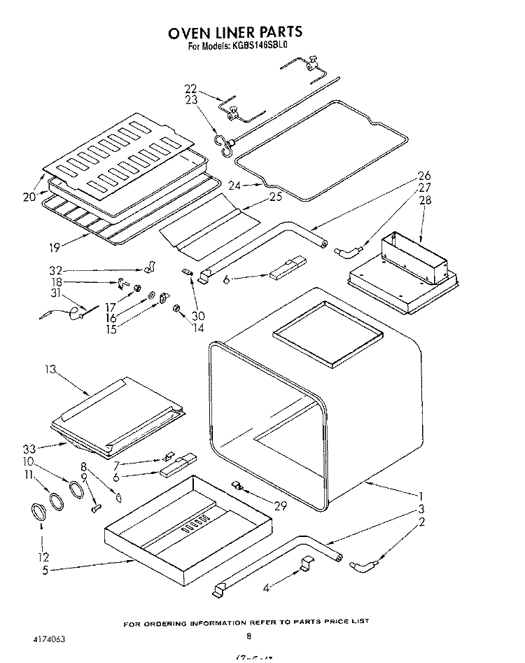 OVEN LINER Diagram and Parts List for KGBS146SBL0  KitchenAid Wall Oven