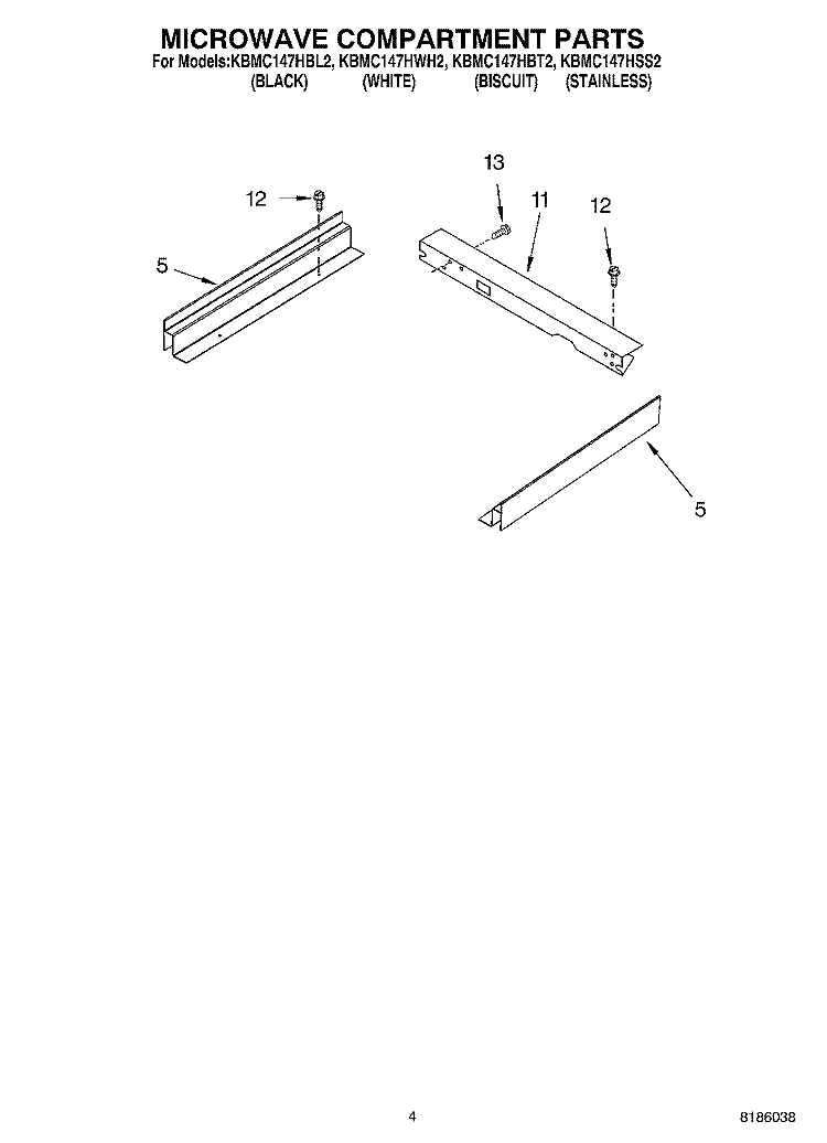 MICROWAVE COMPARTMENT PARTS Diagram and Parts List for KBMC147HSS2  KitchenAid Microwave Oven Combo