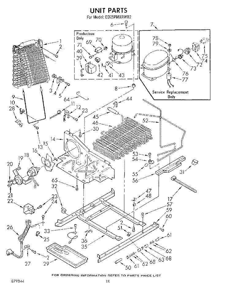 UNIT Diagram and Parts List for ED25PMXRWR2  Whirlpool Refrigerator