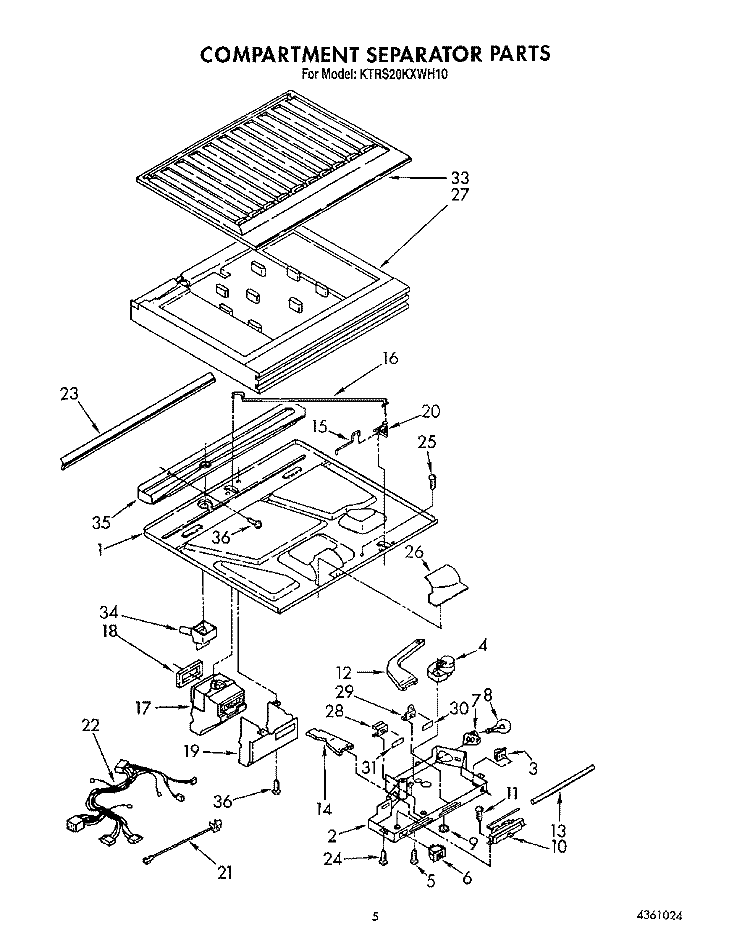 COMPARTMENT SEPARATOR Diagram and Parts List for KTRS20KXAL10  KitchenAid Refrigerator