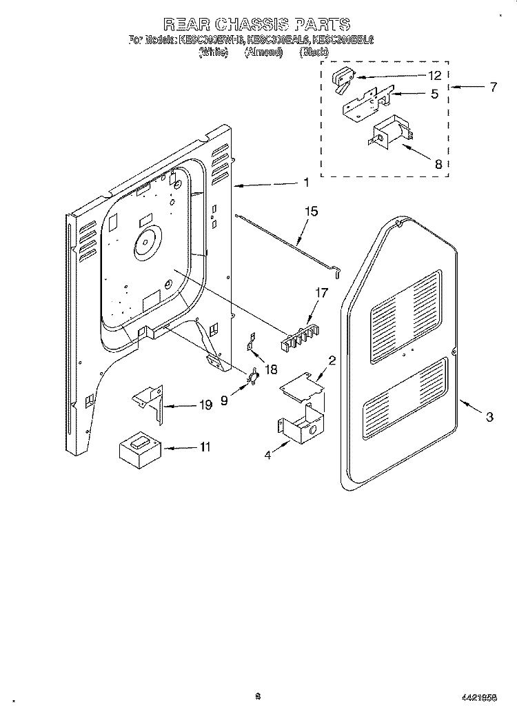 REAR CHASSIS, LIT/OPTIONAL Diagram and Parts List for KESC300BWH6  KitchenAid Range