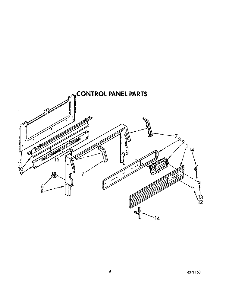CONTROL PANEL Diagram and Parts List for SF386PEWW3  Whirlpool Range