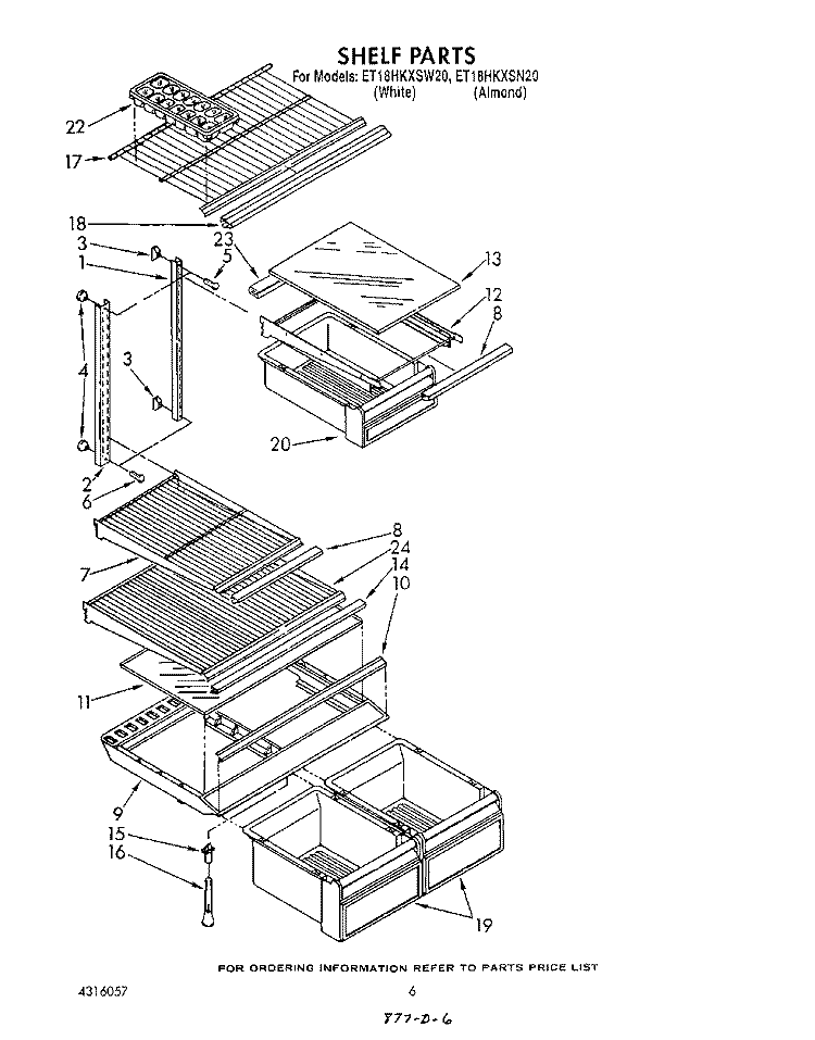 SHELF Diagram and Parts List for ET18HKXSW20  Whirlpool Refrigerator